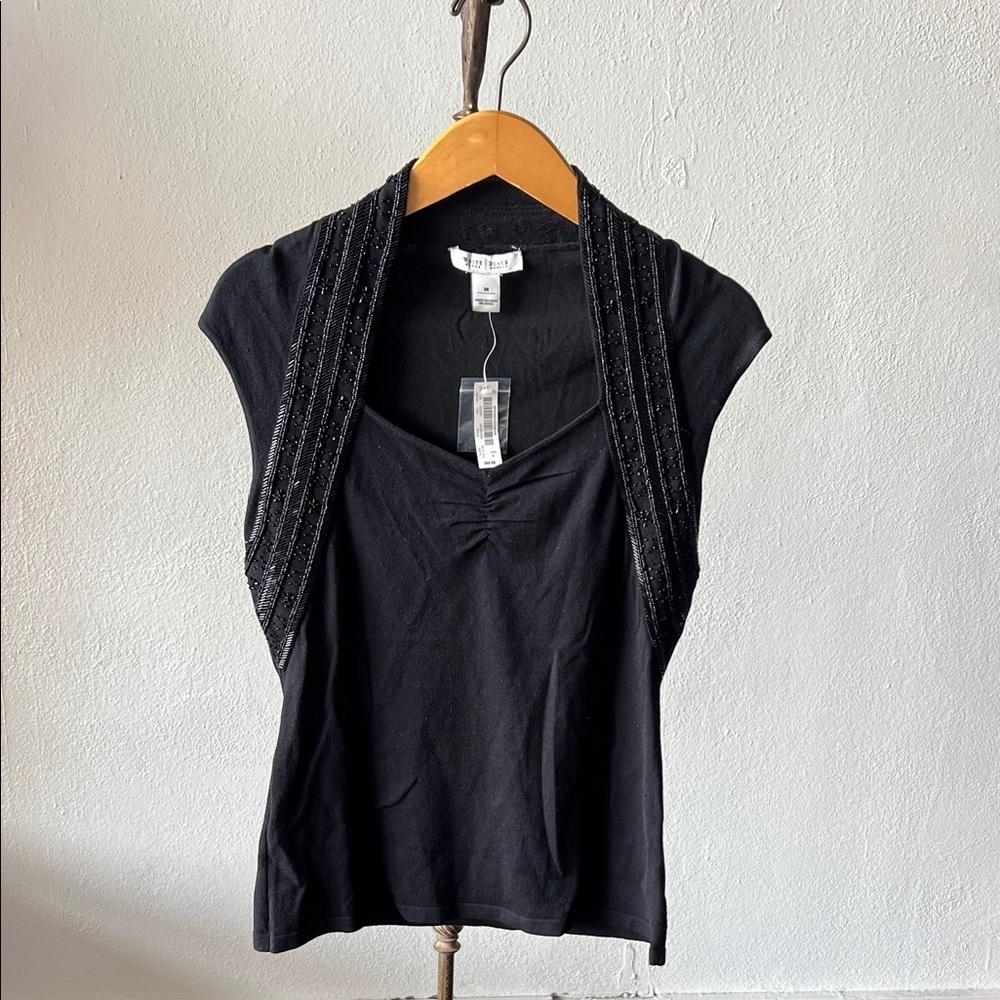NWT White House Black Market Beaded Sleeveless Blouse Medium